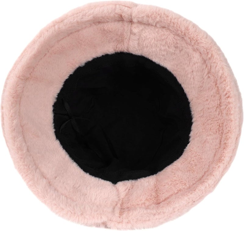 Umeepar Winter Faux Fur Fuzzy Bucket Hat Fluffy Warm Hat for Women Men - Image 3